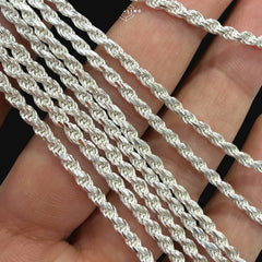 925 Sterling Silver 2.5mm Rope Chain Necklace - Made in Italy