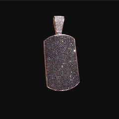 Black CZ Iced Out Dog Tag Pendant