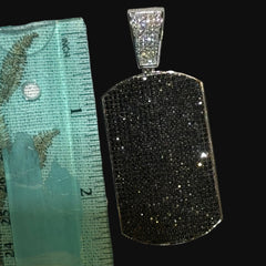 Black CZ Iced Out Dog Tag Pendant