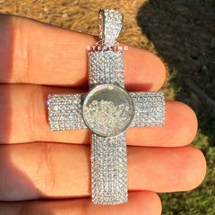 Iced Out Cross with Bubble Beads Creative Bling Pendant