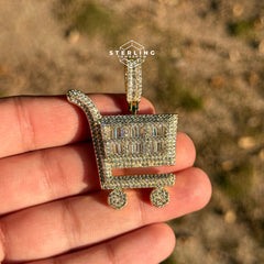 Hustler Shopping Cart Gold Tone Hip Hop Pendant