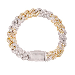 12mm Cuban Solitaire Moissanite Bracelet 8" 