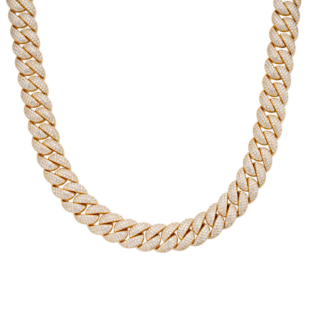 10mm Gold Tone Moissanite Miami Cuban Chain