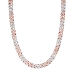 10mm Rose Two Tone Cuban Solitaire Moissanite Chain