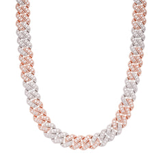 14mm Cuban Rose Two Tone Solitaire Moissanite Chain