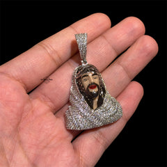 Iced Out Enamel Jesus Pendant + 14k Gold Plated CZ