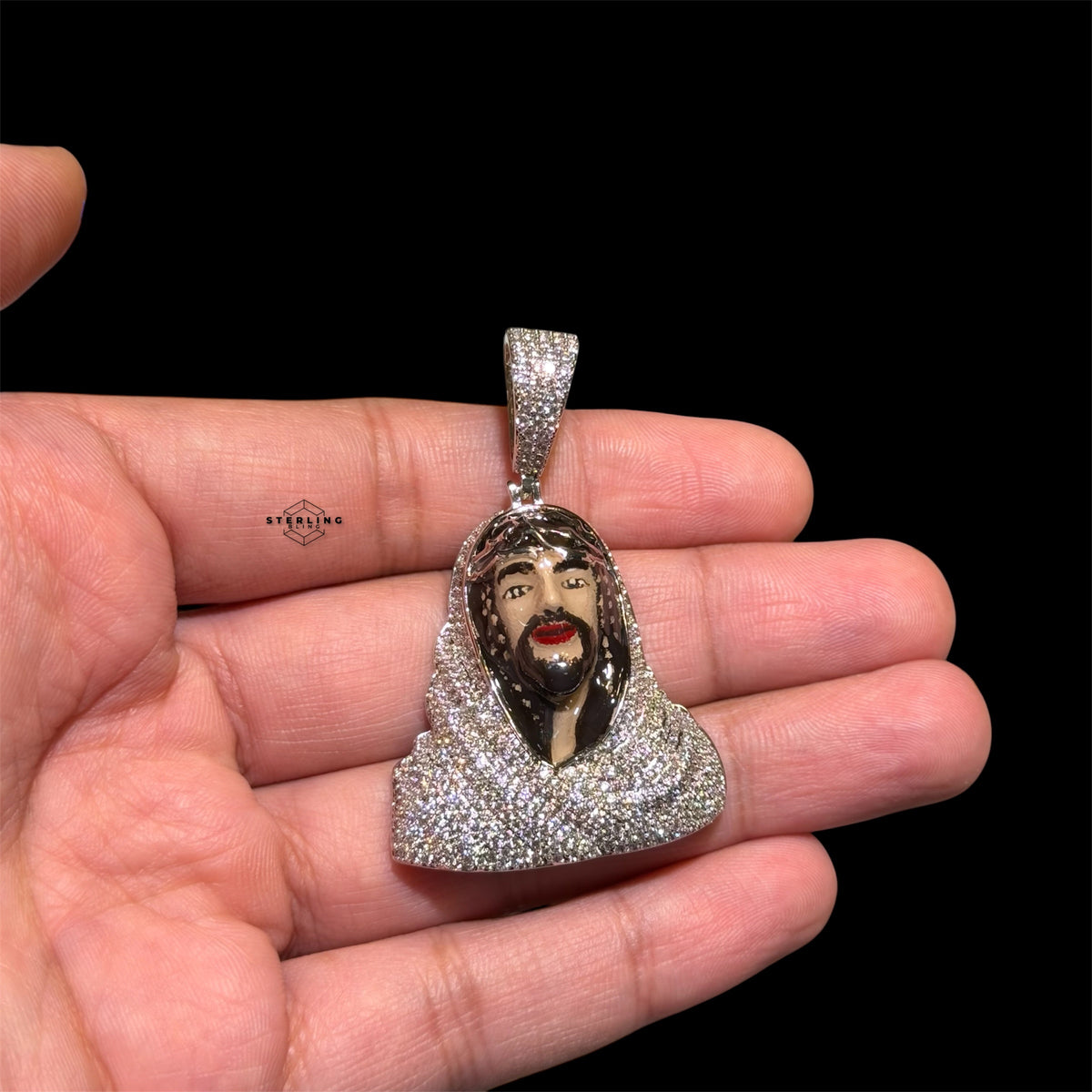 Iced Out Enamel Jesus Pendant + 14k Gold Plated CZ