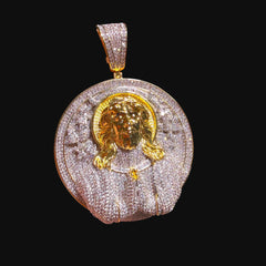 Gold Iced Out Jesus Medallion