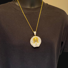 Gold Iced Out Jesus Medallion