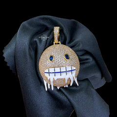 Gold Iced Out Smile Emoji Pendant 14k Gold Plated