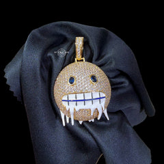 Gold Iced Out Smile Emoji Pendant 14k Gold Plated