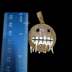 Gold Iced Out Smile Emoji Pendant 14k Gold Plated