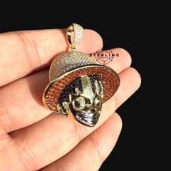 Gold Iced Out Straw Hat Boy Pendant