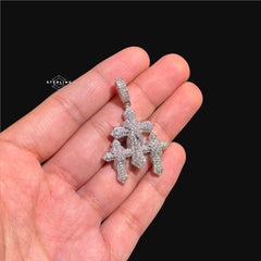 Triple Cross Pendant 14k Gold Plated CZ