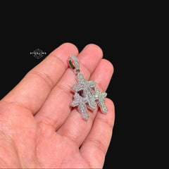 Triple Cross Pendant 14k Gold Plated CZ
