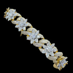 Moissanite Gold Star Cuban Bracelet 16mm 8.5”