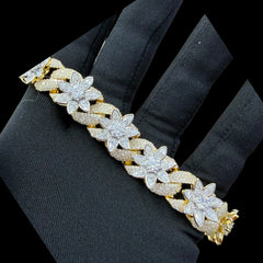 Moissanite Gold Star Cuban Bracelet 16mm 8.5”