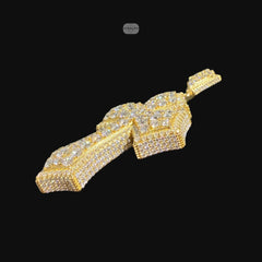 Gold Moissanite Flared Cross Pendant, Iced Out 925 Sterling Silver Hip Hop Necklace Rope Chain