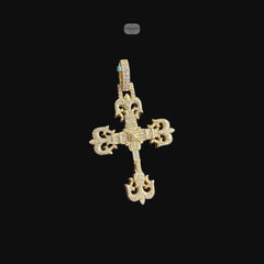 Moissanite Cross Pendant, Gold Fleur De Lis Iced Out 925 Silver Hip Hop Necklace, GRA Certified Gift