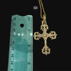 Moissanite Cross Pendant, Gold Fleur De Lis Iced Out 925 Silver Hip Hop Necklace, GRA Certified Gift