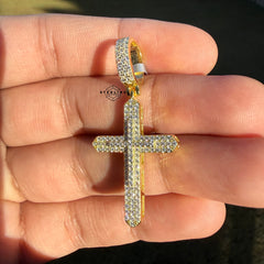 Moissanite Gold Tone Point Cross Pendant