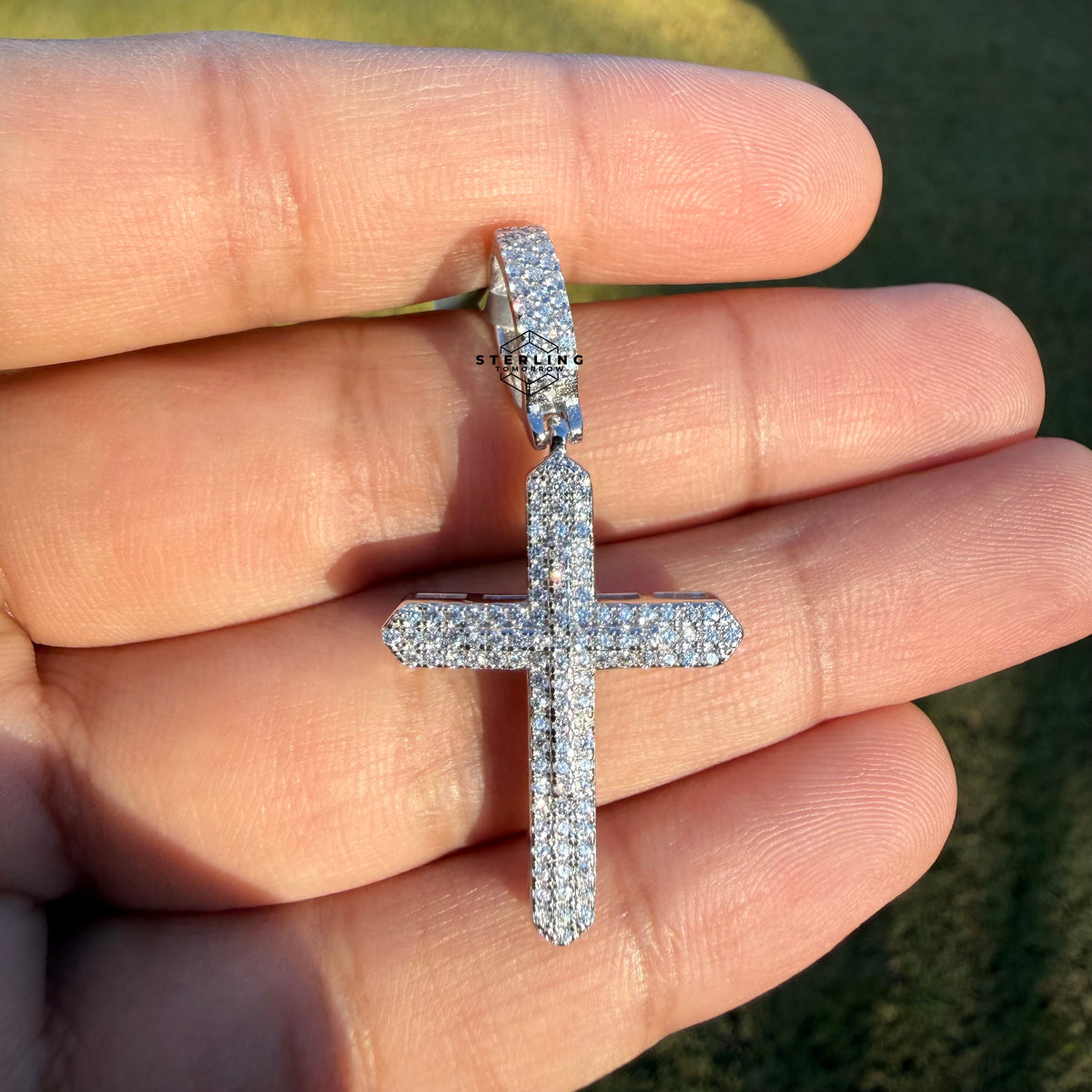 Moissanite Point Cross Pendant
