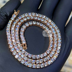 4mm 14k Rose Gold Finish CZ Tennis Chain
