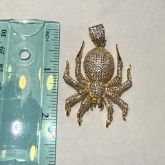 Spider Iced Pendant 14k Gold Plated + Steel Rope Chain