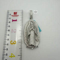 Moissanite Iced Virgin St Mary Pendant