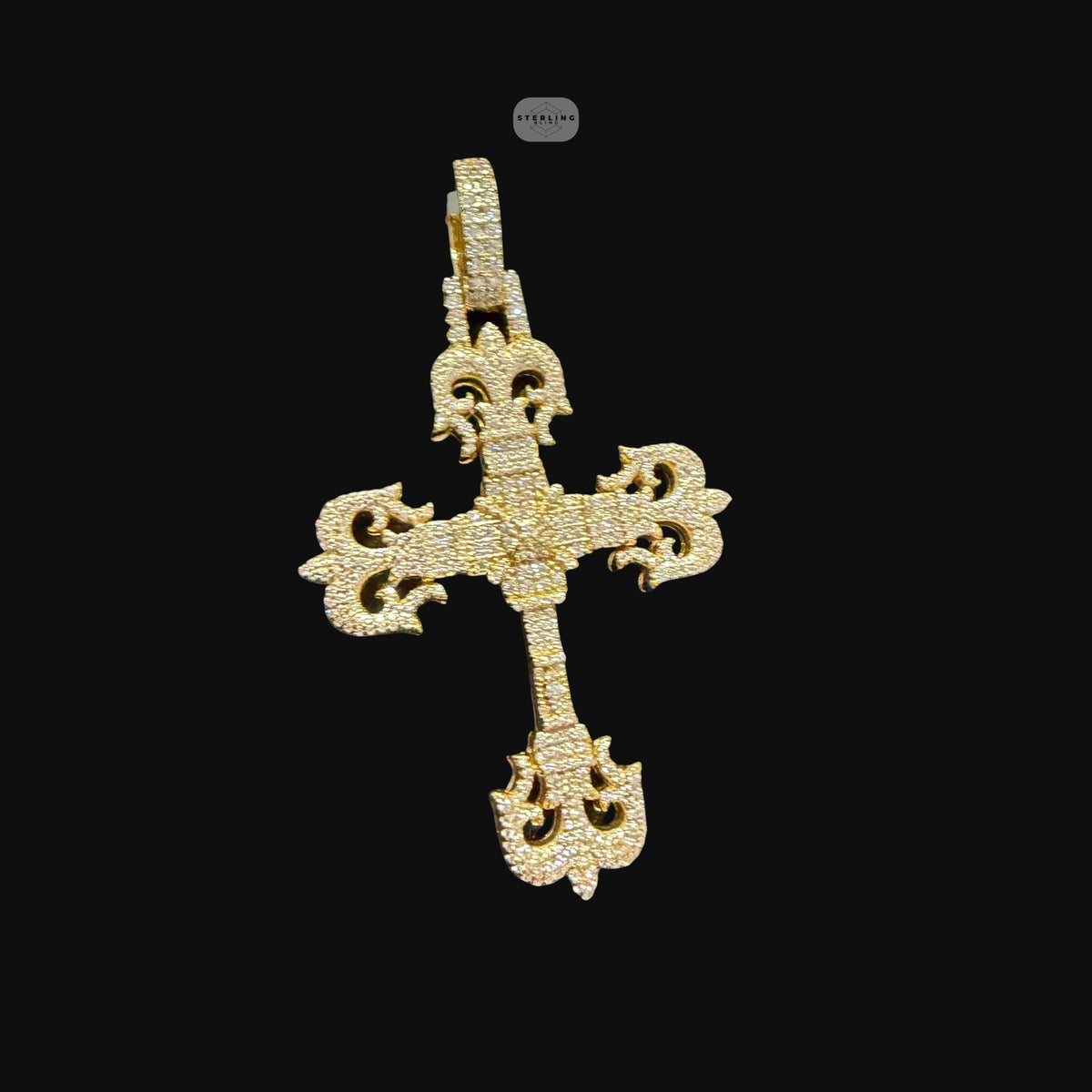 Moissanite Cross Pendant, Gold Fleur De Lis Iced Out 925 Silver Hip Hop Necklace, GRA Certified Gift