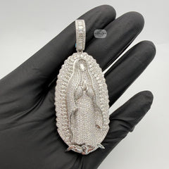 Moissanite Iced Virgin St Mary Pendant