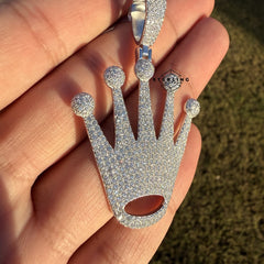 Moissanite Iced Crown Pendant + Steel Rope Chain