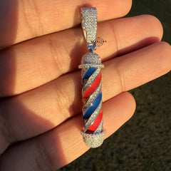 Moissanite Barber Pole Pendant + Steel Rope Chain