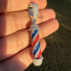 Moissanite Barber Pole Pendant + Steel Rope Chain
