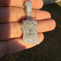 Moissanite Small Jesus Head + Steel Rope Chain