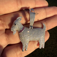 Moissanite Goat Iced Out Pendant + Steel Rope Chain