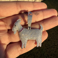 Moissanite Goat Iced Out Pendant + Steel Rope Chain