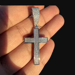 Moissanite Iced Cross Pendant + Steel Rope Chain