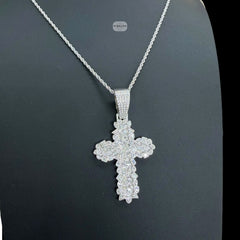Moissanite Multi Cut Cross Pendant, 925 Silver Iced Out Hip Hop Necklace