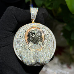 Moissanite Rose Jesus Medallion Pendant