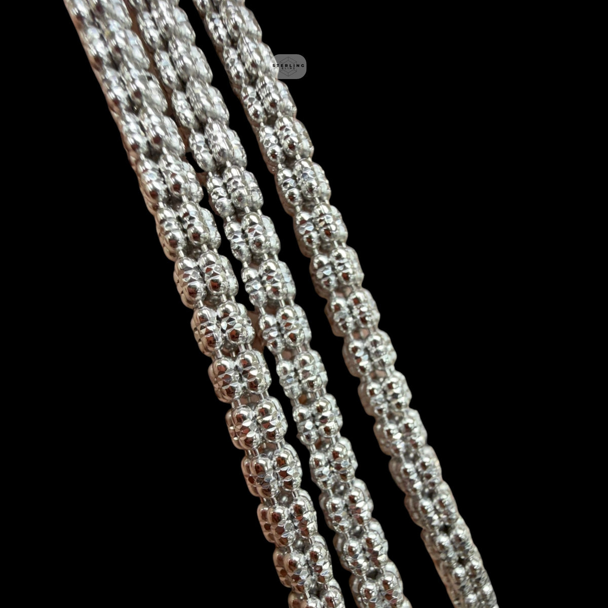 Made in Italy 4mm Silver Ice Chain, Italian Bronze Chain, 4mm Necklace or Bracelet, 8", 20", 22", 24" Made in Italy Layering Ice Link Chain