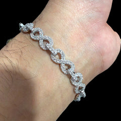 8mm Moissanite Infinity Bracelet 8 Inch, 925 Silver Iced Out Hip Hop Link Bracelet