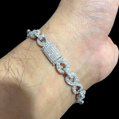 8mm Moissanite Infinity Bracelet 8 Inch, 925 Silver Iced Out Hip Hop Link Bracelet