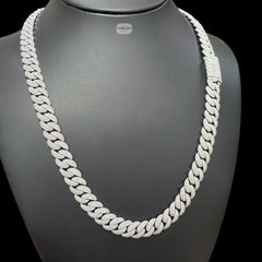 10mm Moissanite Miami Cuban Link Chain 22 Inch, 925 Sterling Silver Iced Out Hip Hop