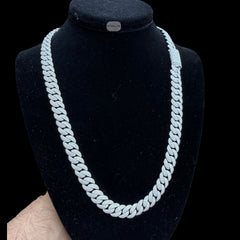 10mm Moissanite Miami Cuban Link Chain 22 Inch, 925 Sterling Silver Iced Out Hip Hop