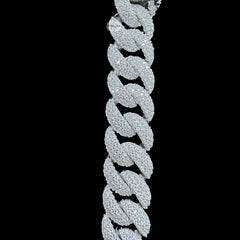 10mm Moissanite Miami Cuban Link Chain 22 Inch, 925 Sterling Silver Iced Out Hip Hop