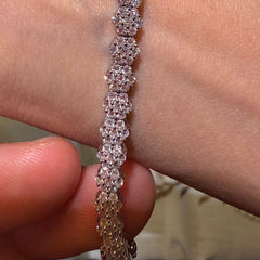 Moissanite Flower Bracelet, 5mm 7"