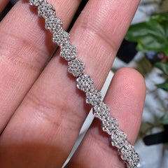 Moissanite Flower Bracelet, 5mm 7"