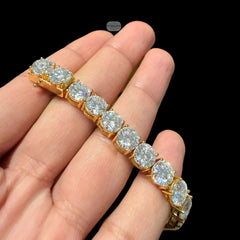 8mm Moissanite Tennis Bracelet 8 Inch, 14K Gold Plated 925 Silver, 2CT Links