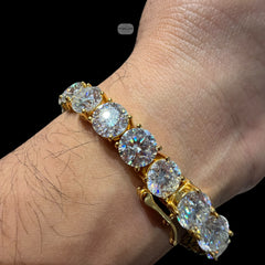 8mm Moissanite Tennis Bracelet 8 Inch, 14K Gold Plated 925 Silver, 2CT Links